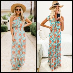 NWOT Pink Lily Blogger Favorite Seeking Storybook Love Maxi Dress in Teal